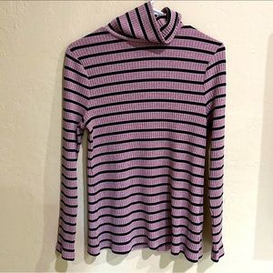 women’s striped turtleneck sweatshirt